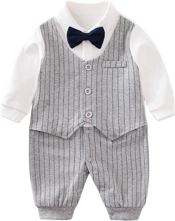 Newborn Baby Boy Gentleman Romper Tuxedo Suit Outfit