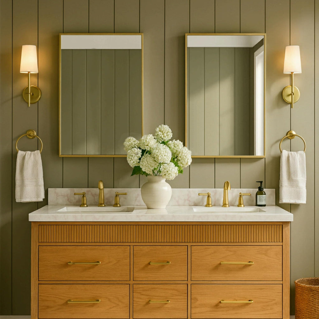 20'' x 30'' Brushed Gold Recessed and Surface Mount Bathroom Medicine Cabinet with Mirror Brushed Gold Square