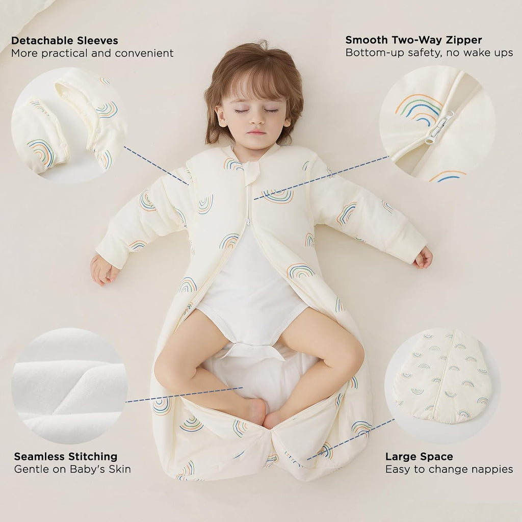 2.5 TOG Baby Sleep Sack 100% Cotton Winter Long Sleeve Baby Wearable Blanket, Super Warm Quilted Comfy Toddler