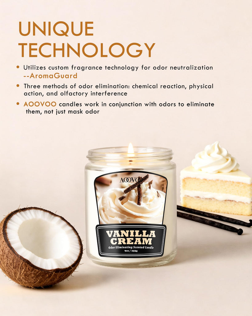 2 Pack Vanilla Cream Odor Eliminating Candle - 18 oz Soy Candle