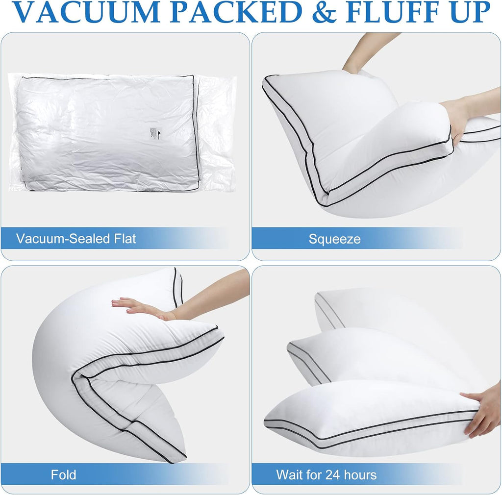 Pillows Queen Size Set of 2, Hotel Luxury Gusset Sleeping Pillow | No Flattening, Soft & Supportive, Oeko-Tex