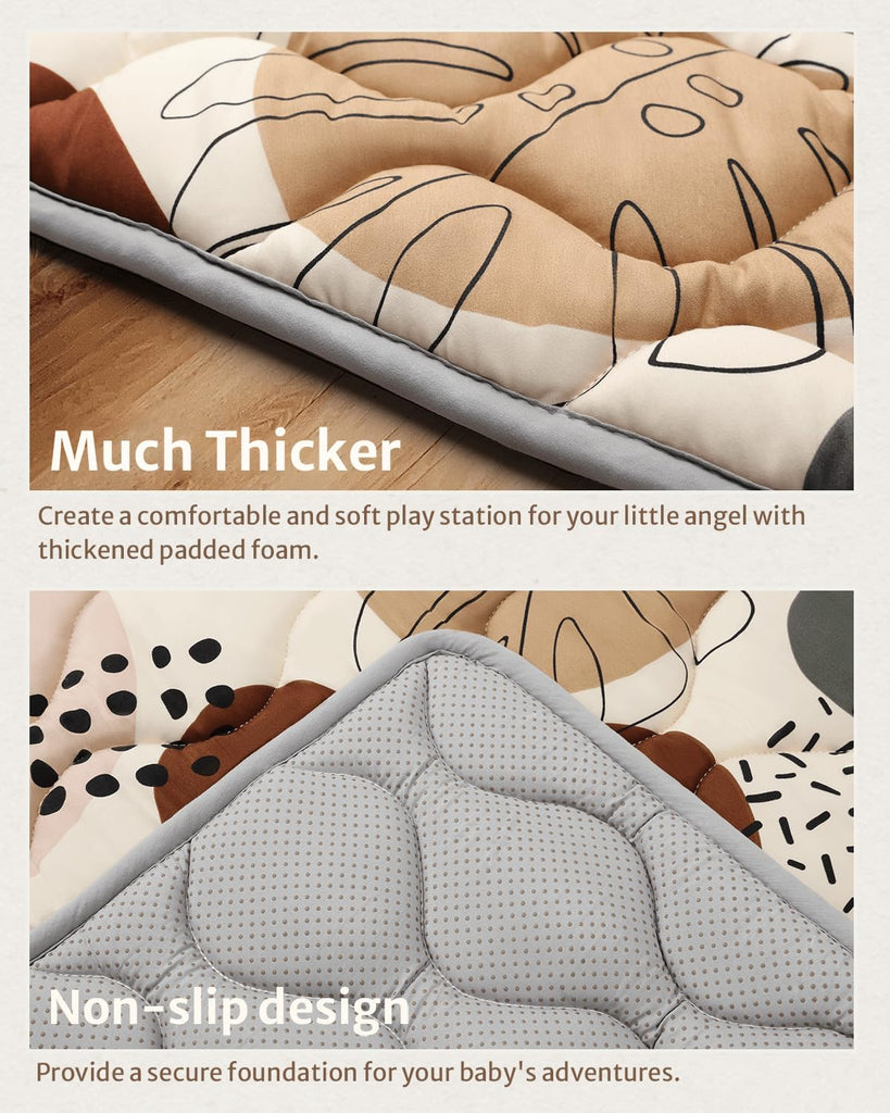 Play Mats for Floor, 71x59 Inch Extra Thicker & Large Soft Cushioning Foam Playmats for Babies and Toddlers, Foldable