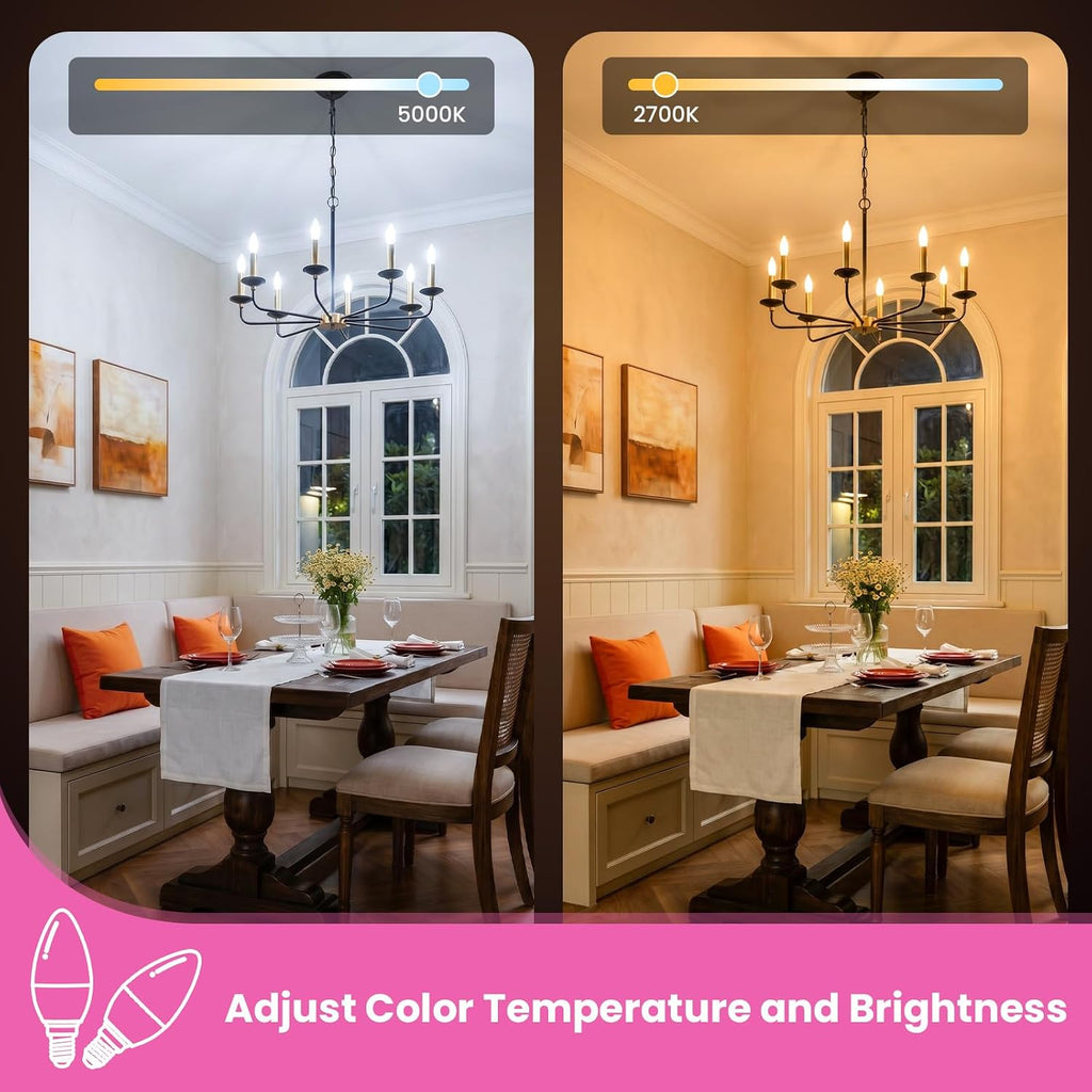 4 Pack E12 Smart Bulbs, Compatible with Alexa&Google Home