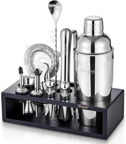 Cocktail Shaker Set with Stand | Mixology Bartender Kit Bar Set with Essential Bar Accessories Bar: Martini Shaker