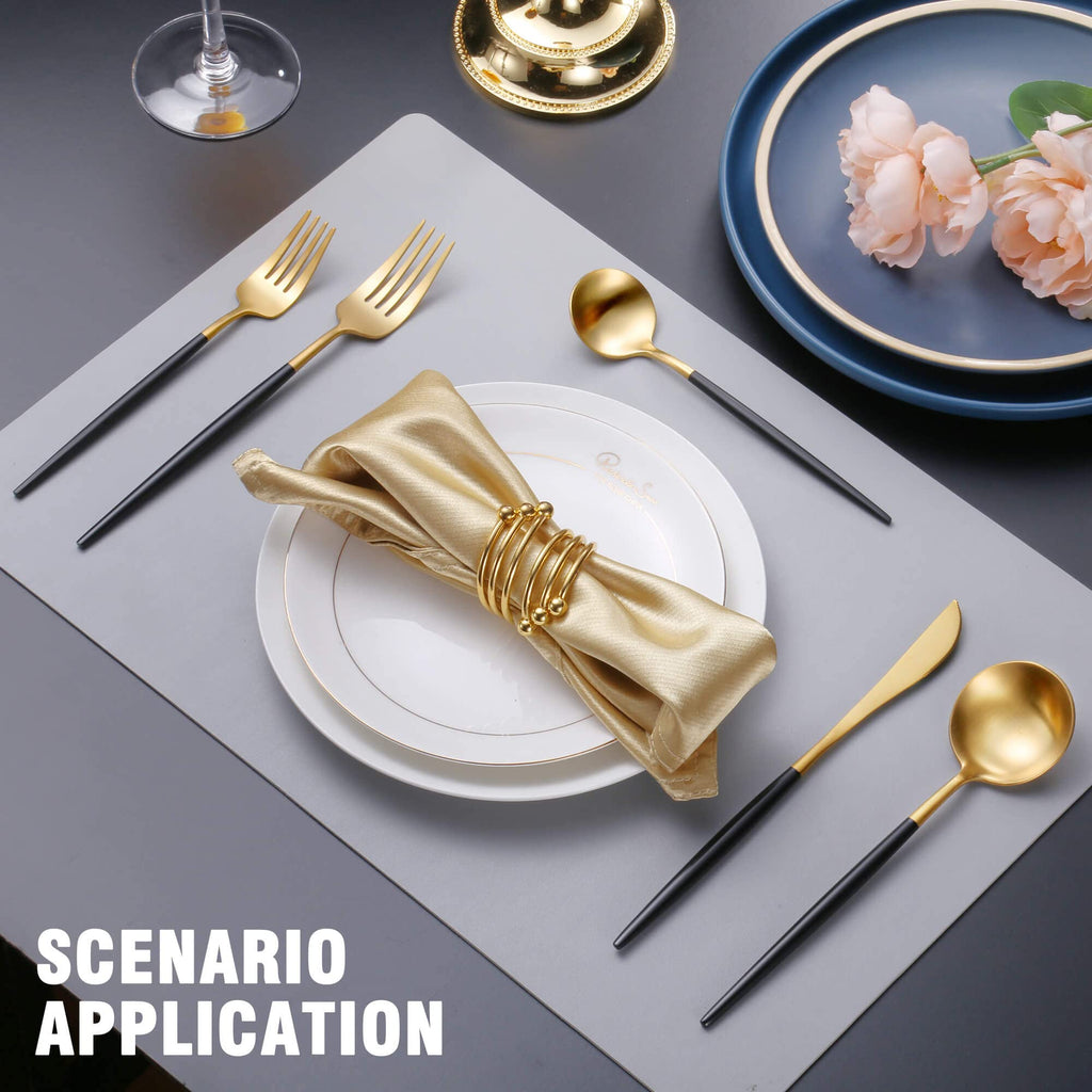 Matte Black Gold Silverware Set for 4,Modern Stainless Steel Brushed Cutlery Set,20-Pieces Heavy Duty Flatware