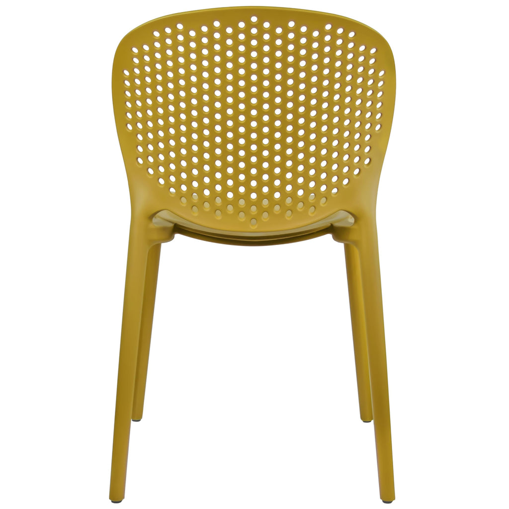 Set of 4 Patio Dining Chairs | Modern Stackable Outdoor Pool Side Chair | Weather Resistant Plastic for Yard, Porch