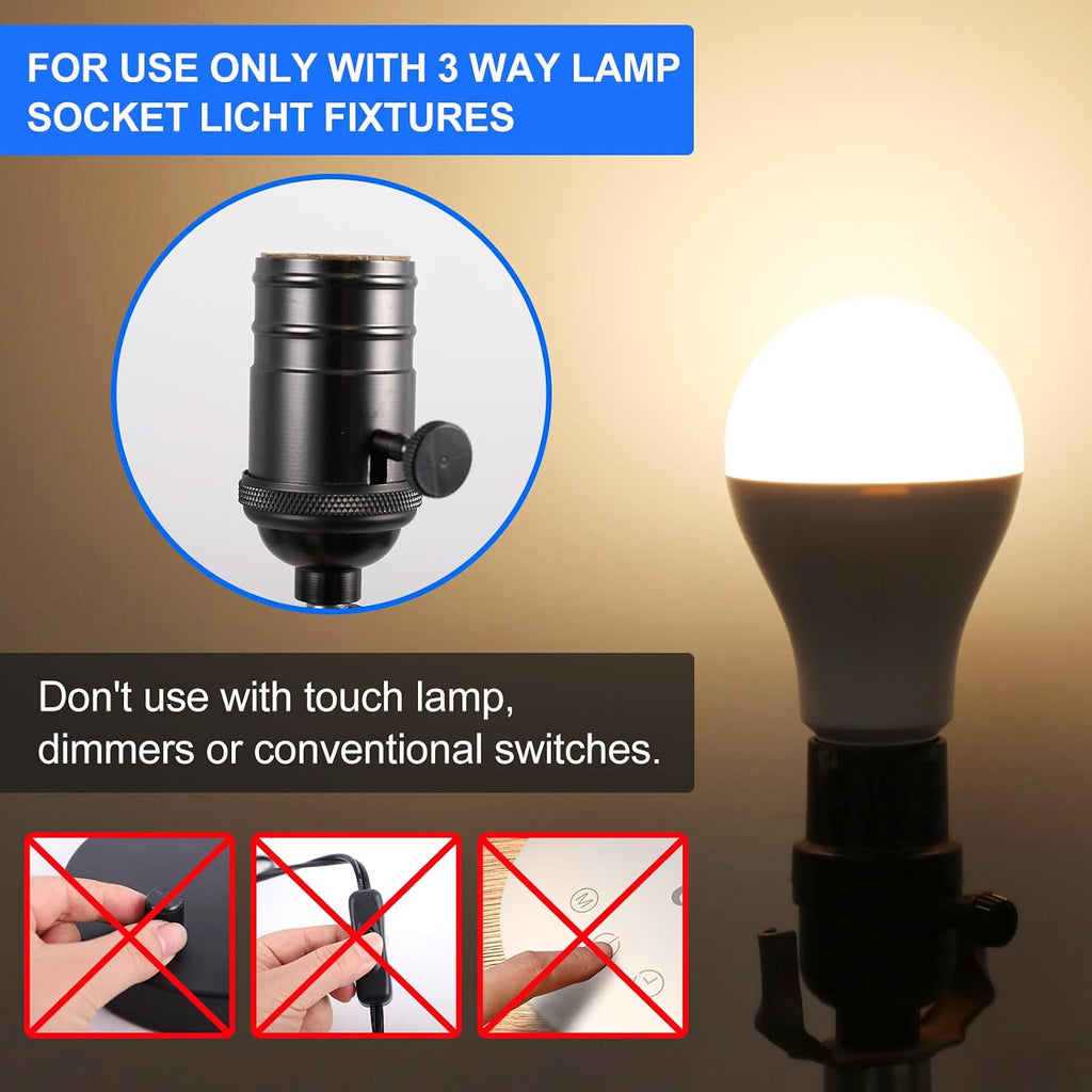Super Bright 50/100/150W 3-Way A21 LED Light Bulb, 800/1600/2200 Lumens, 2700K Soft White, Non-dimmable, E26 Base, UL