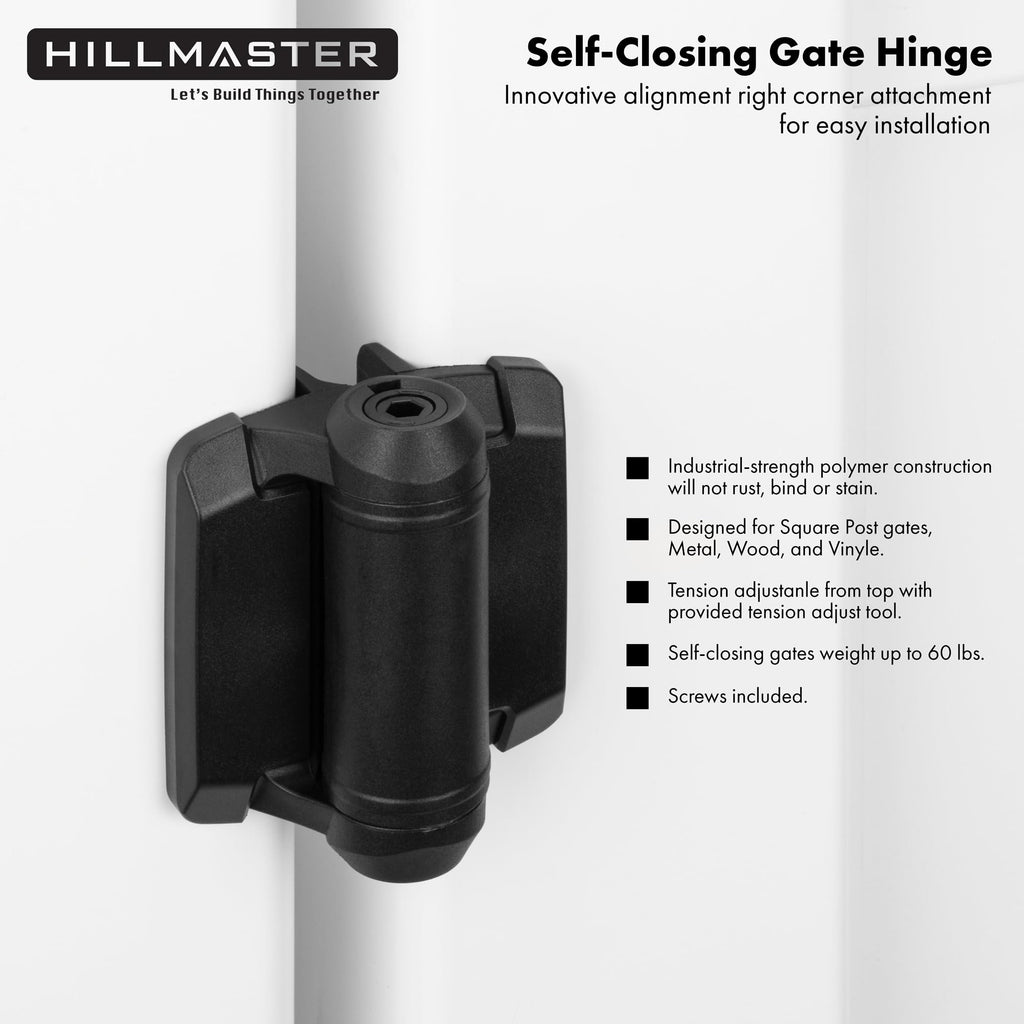 Heavy Duty Self Closing Gate Hinges with Safety Cap, Pool Gate Hinges with Alignment Legs No Rust and Adjustable Fence