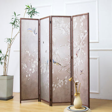 4 Panel Room Divider, 5.6 ft Tall Blackout Folding Privacy Screen - Double-Sided Freestanding Partition Wall with