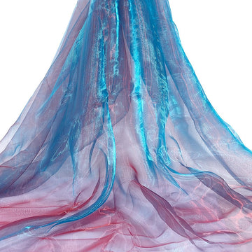 3 Yards Organza Fabric - 59 Inch Wide Magic Shiny Ribbon Marine Blue Laser Fabric Gauze for Dress, Stage Show