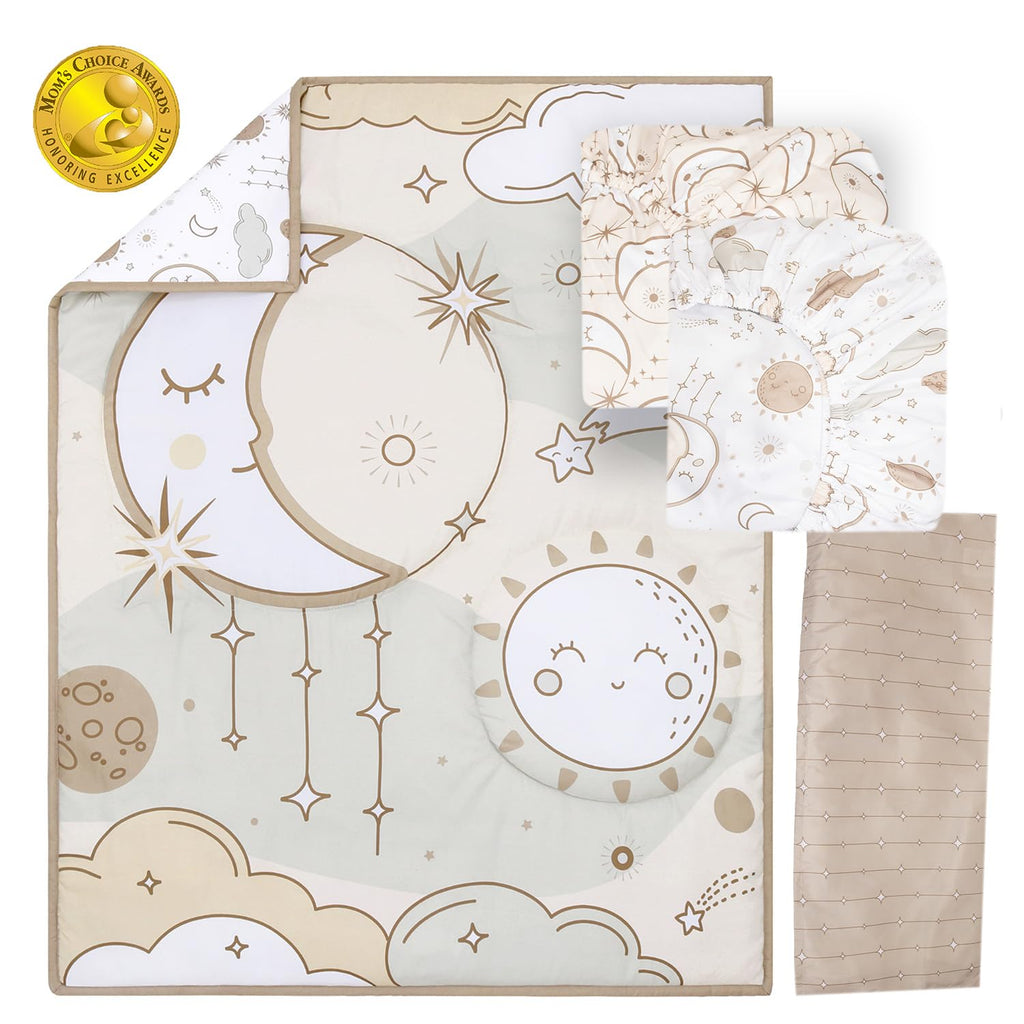5 Piece Baby Crib Bedding Set for Boys & Girls - Newborn, Infant & Toddler Nursery Bed Set Decor with Fitted Crib