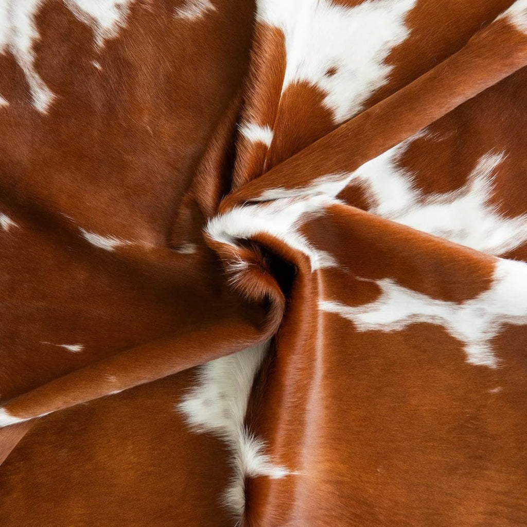 100% Genuine Brazilian Cowhide Rug - Brown and White - Luxury Cowskin Leather Area Rug Décor 7 x 6 feet