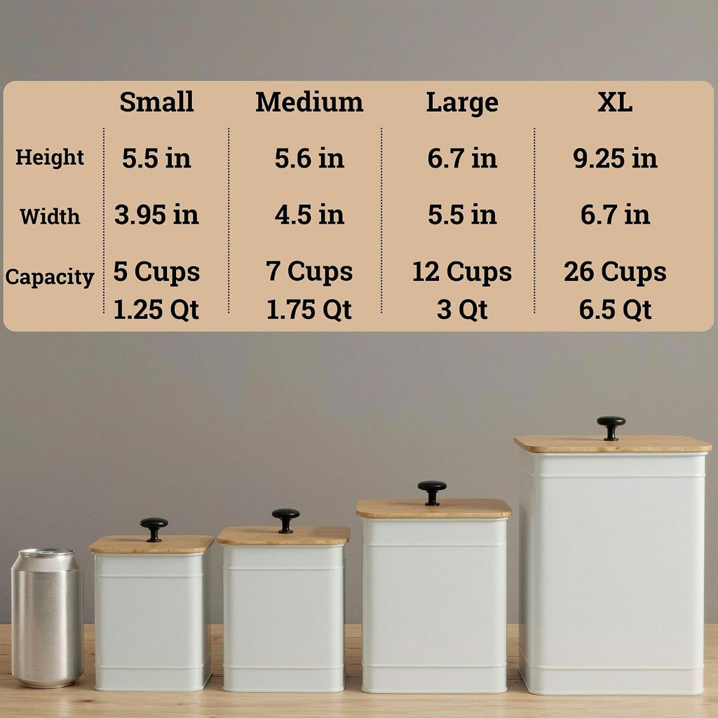 Kitchen Canisters for Countertop w/ Chalkboard Labels & Marker Pen - Set of 4