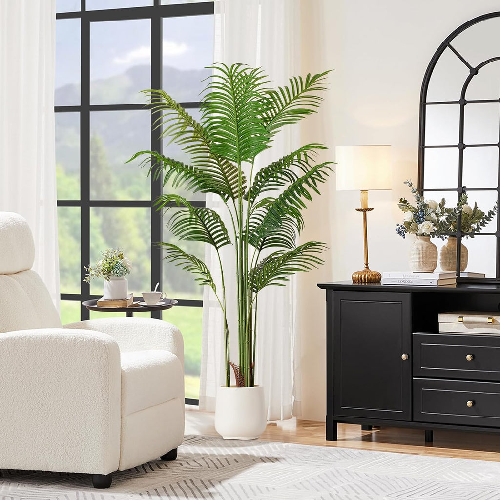 Artificial Palm Tree 5.5FT Tall Fake Tree Nearly Natural Large Tropical Faux Plant Faux Areca Palm Tree with Real