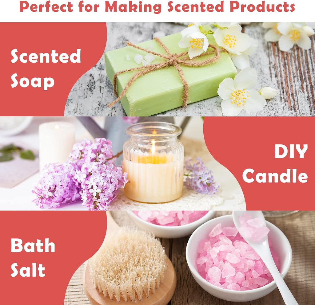 Floral Essential Oils, Premium Fragrance Oil for Candle Making, 5mlx10, Soap Making Scents - Rose, Jasmine, Neroli - Set of 10