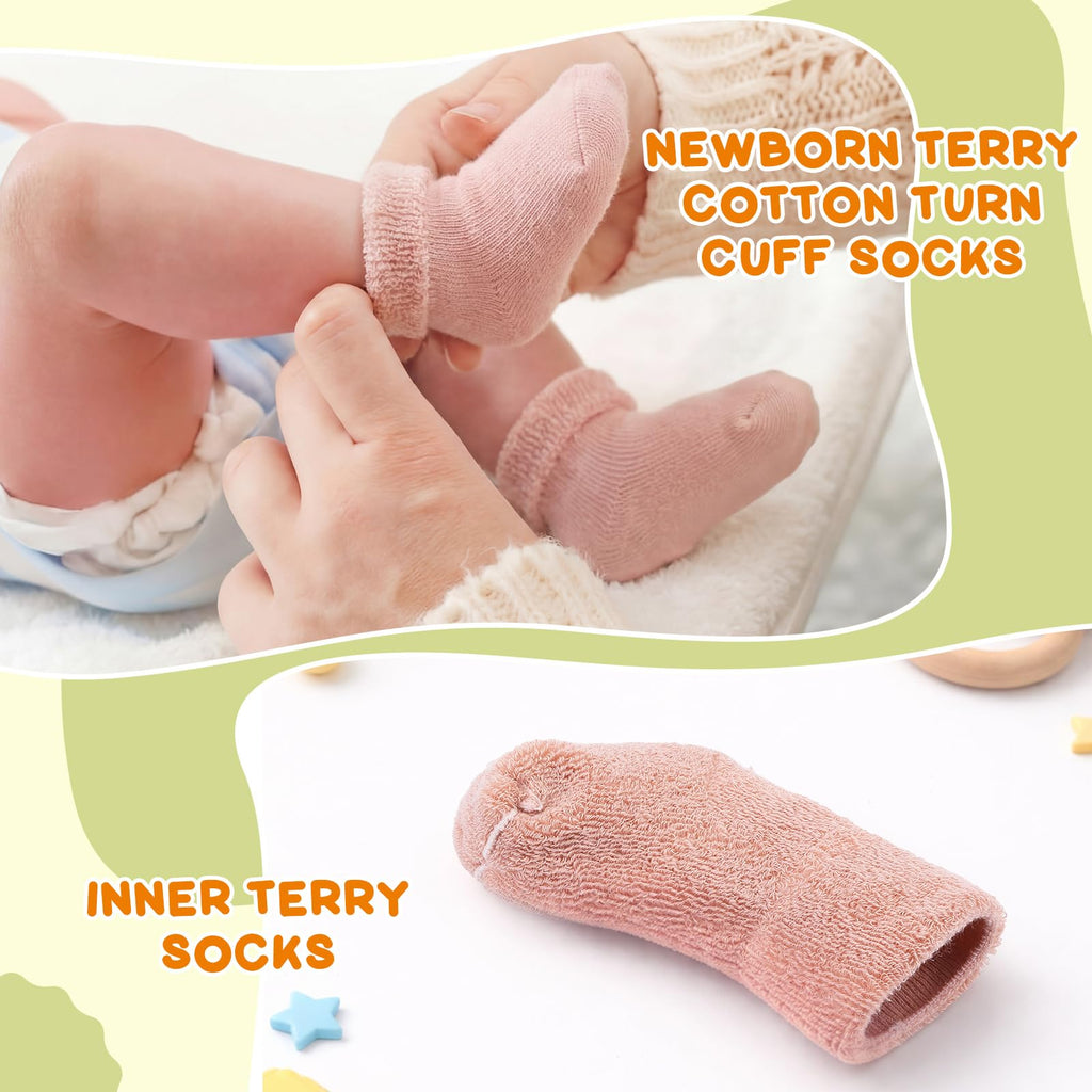 10 Pairs Preemie Cotton Turn Cuff Socks Mixed