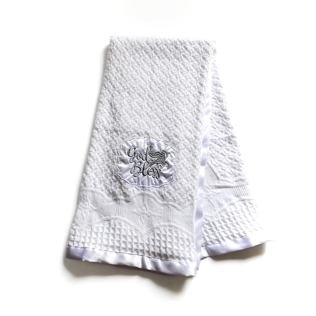 Baptism Blanket White Baby Blankets for Boys Girls Christian Christening Gifts Knit Crochet Soft Embroidered Neutral