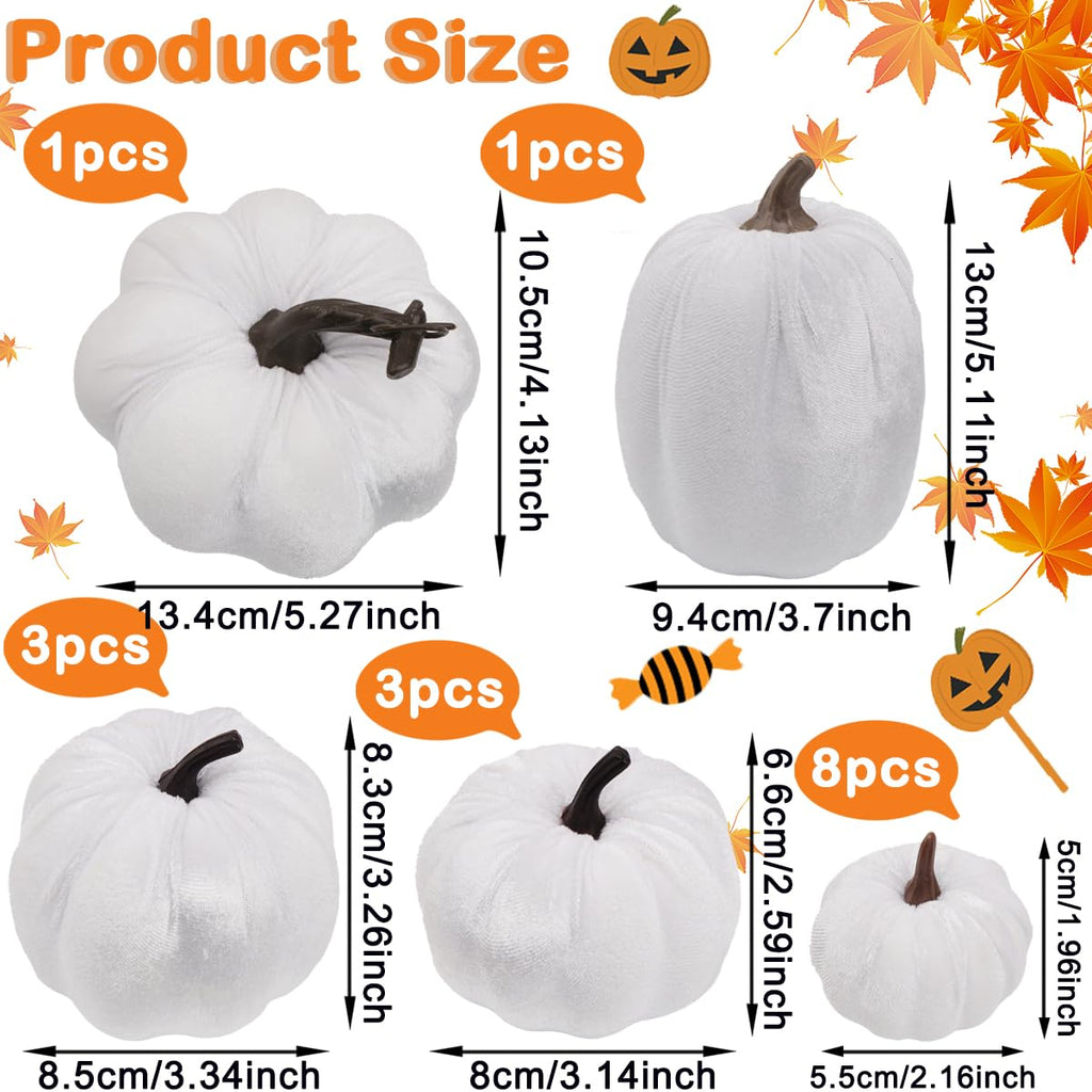16 Pcs Artificial Velvet Pumpkin Decor Fall Thanksgiving Pumpkins