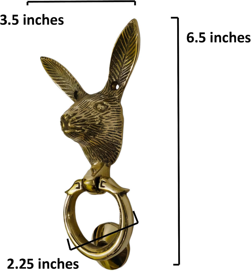 Solid Brass Rabbit Face Door Knocker Georgious Entrance Door Decoration