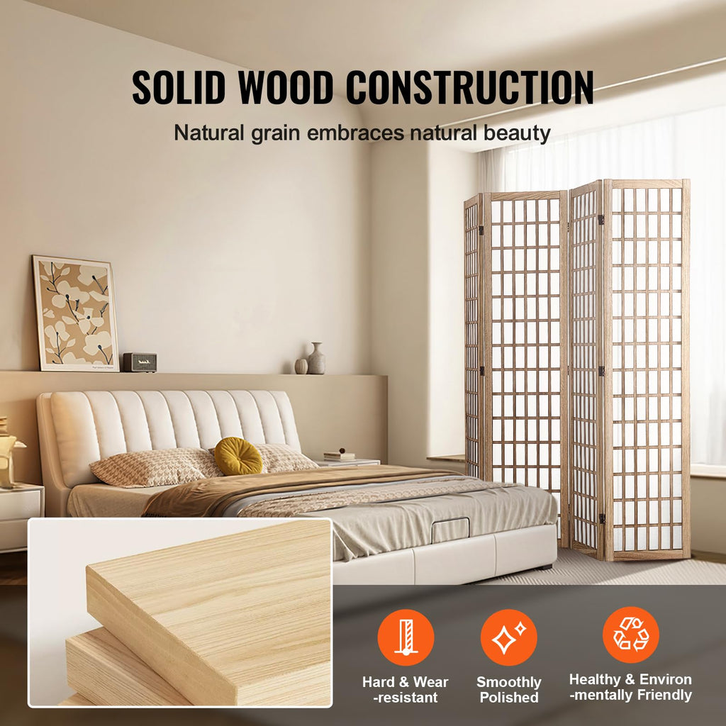 Room Divider, 4 Panel Japanese Room Divider, Folding Privacy Screen Indoor, Portable Partition Dividers and
