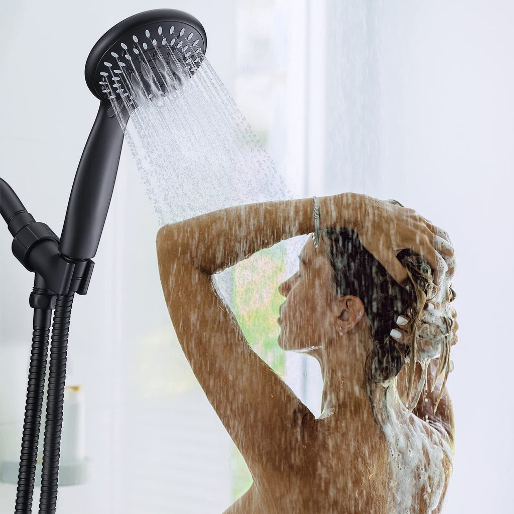 Handheld Shower Head High Pressure 5-Settings with Hose, Matte Black