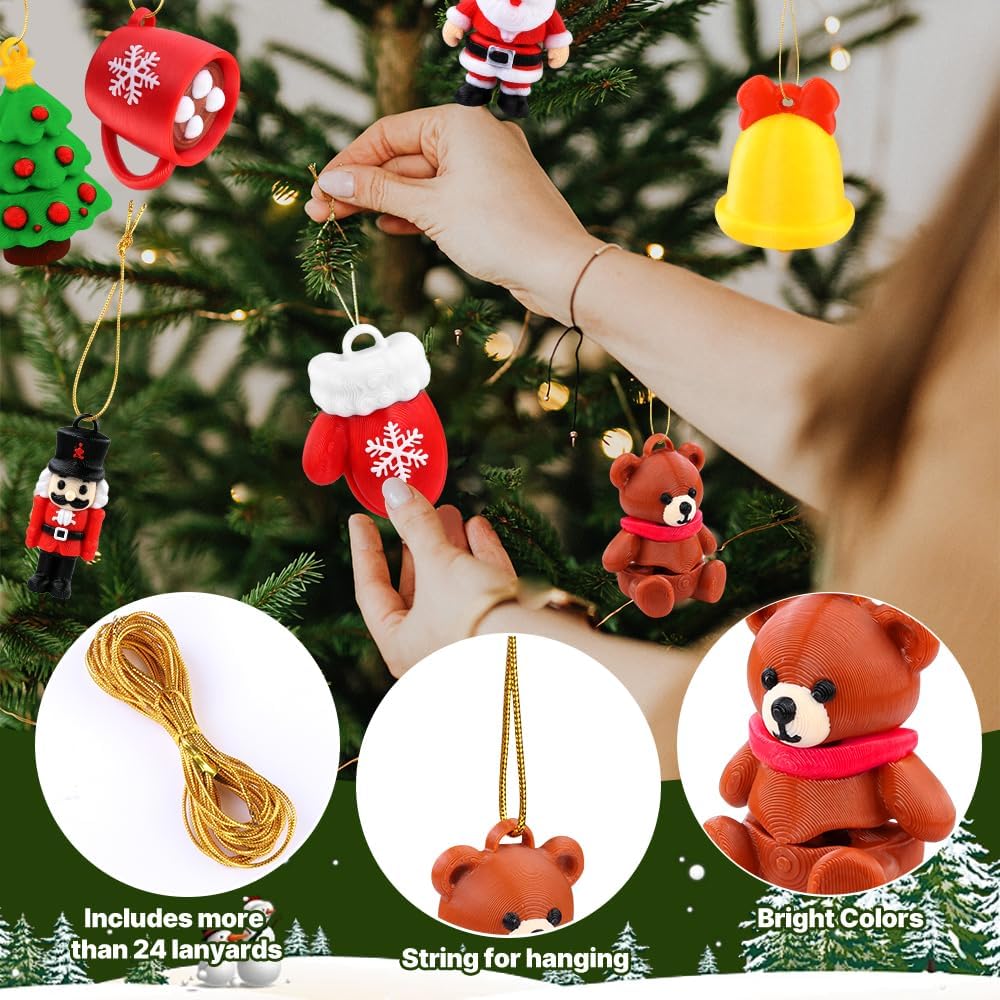 Christmas 3D Printed Ornaments Decorations - Set of 24