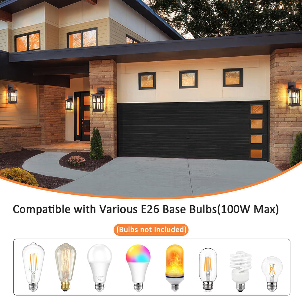 2-Pack Outdoor Wall Light Fixtures, Exterior Porch Lights, Brown