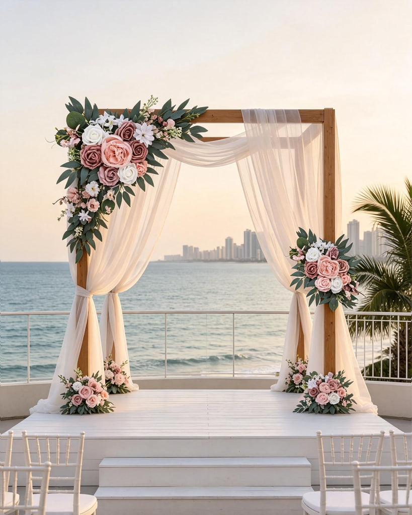 Arch Flowers Kit 2 Pack, Artificial Wedding Arch Decor, Silk Floral Swag
