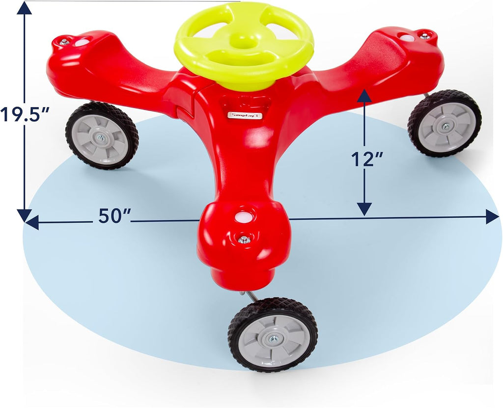 Boomerang Bike Ride-On Trike Toy for Ages 1.5-5, Accommodates Up to 3 Kids, Swivel Caster Wheels, 32" x 32" x 19.5"