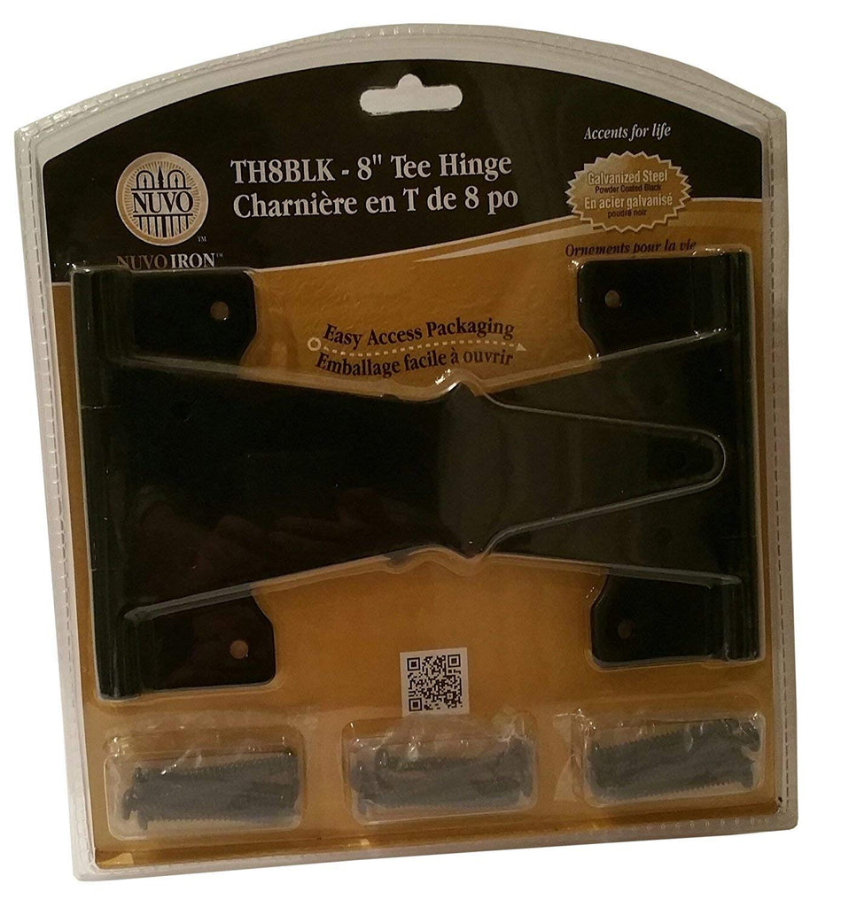TH8BLK Black Galvanized Steel 8" Tee (2 pcs) Hardware Gate Hinge