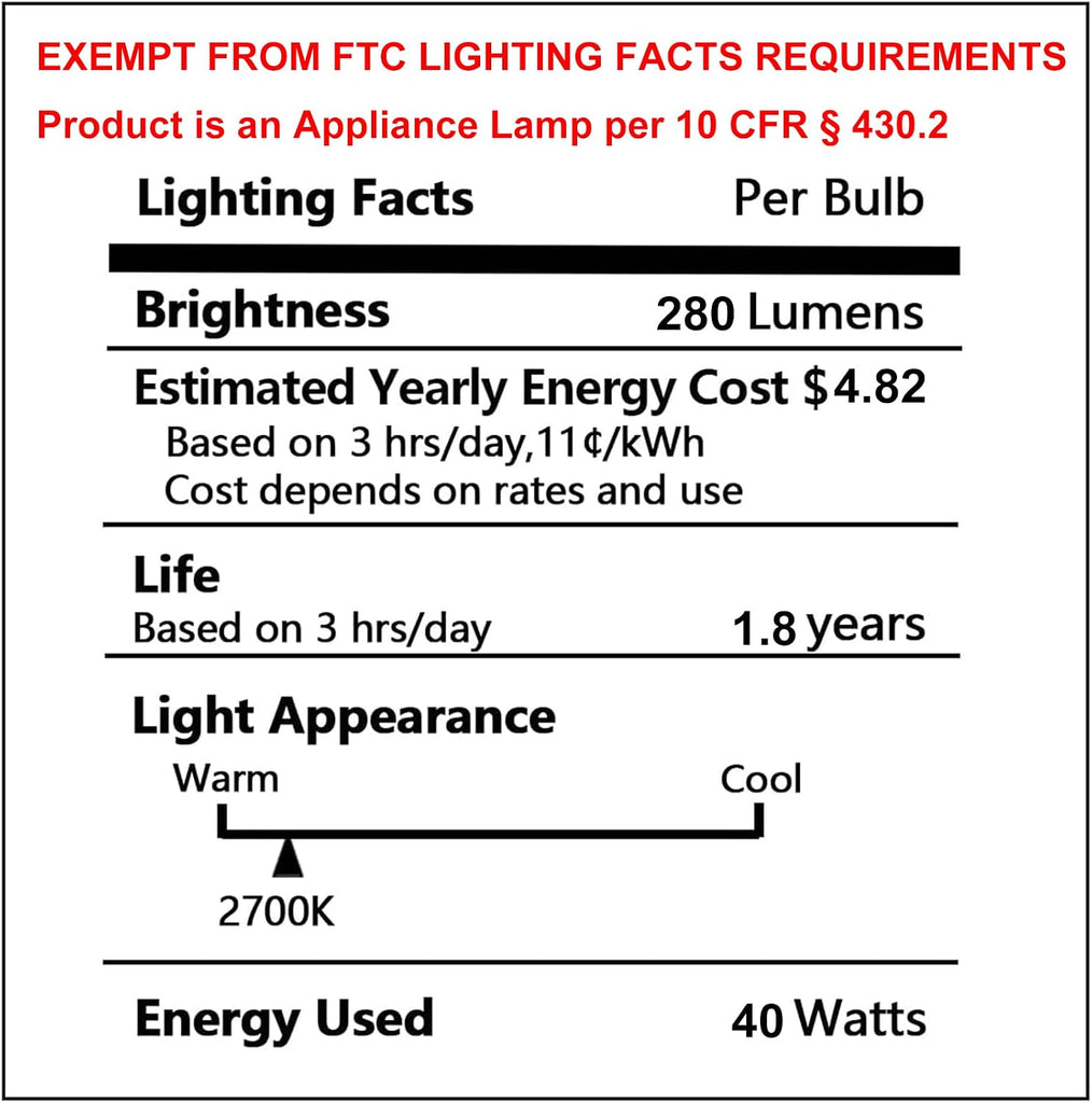 Microwave Light Bulbs Under Hood 40 Watt E17 Base Oven Light Bulb, 6 Pack