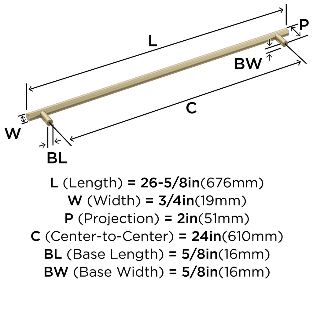 24" Bar Pulls Golden Champagne Appliance Pull
