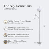 Sky Dome Plus LED Floor lamp, Torchiere Super Bright Floor Lamp with Reading Lamps & Offices