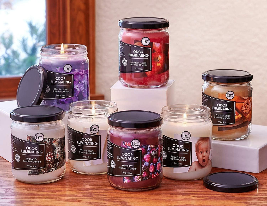 Vanilla Bean Odor Eliminating Highly Fragranced Candle - Eliminates 95% of Pet, Smoke, Food, and Other Smells Quickly - Set of 12
