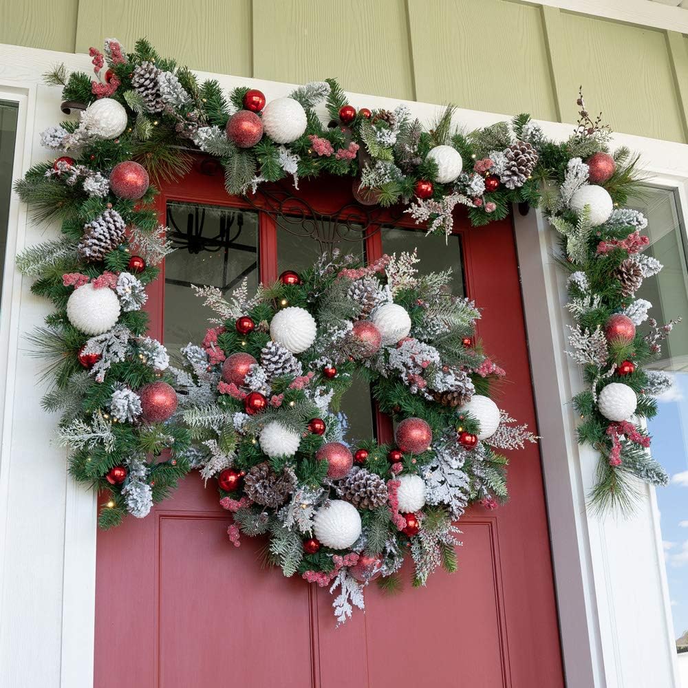 30 Inch Pre-Lit Artificial Christmas Wreath, Frosted Wonderland