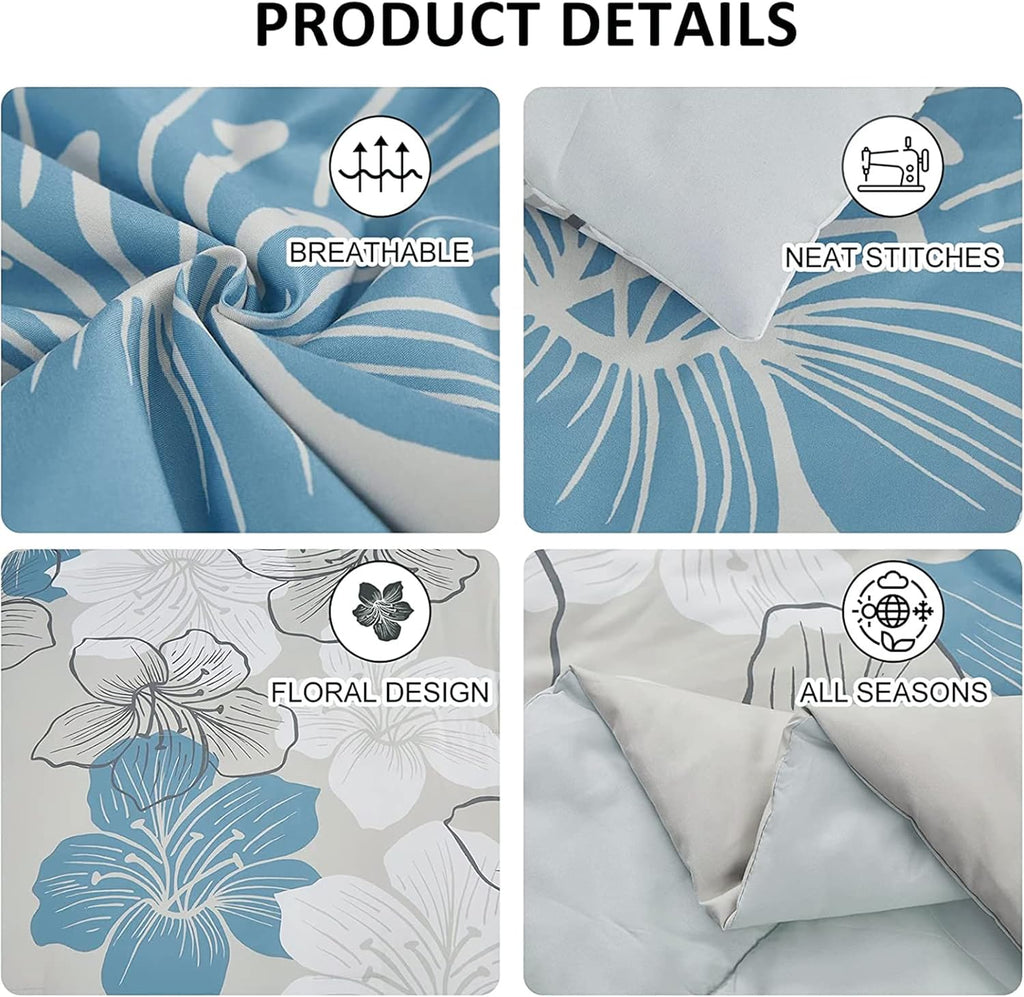 Floral Comforter Set Queen, Blue Floral Comforter and Sheet Set