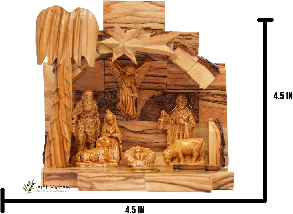 Nativity Set with Bark Roof