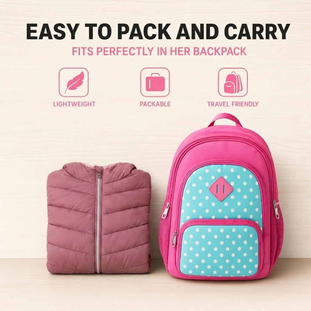 Girls Puffer Jacket - Lightweight Packable Quilted Winter Coat