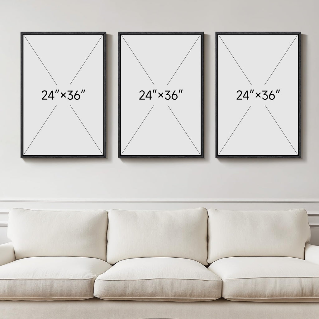 Large Framed Abstract Blue and Gold Wall Art, 24x36 Inch