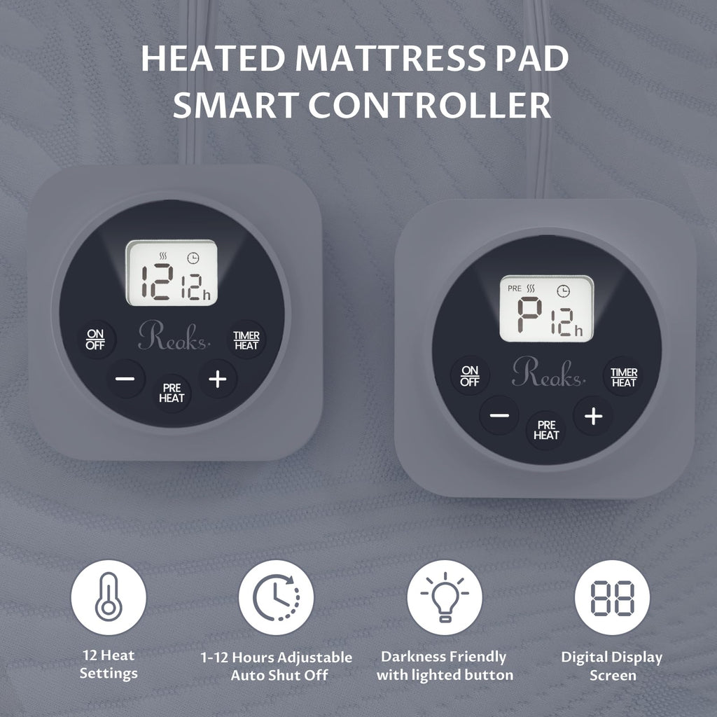 Heated Mattress Pad, 3D Air Fabric, Preheat & Memory for Cold Winter