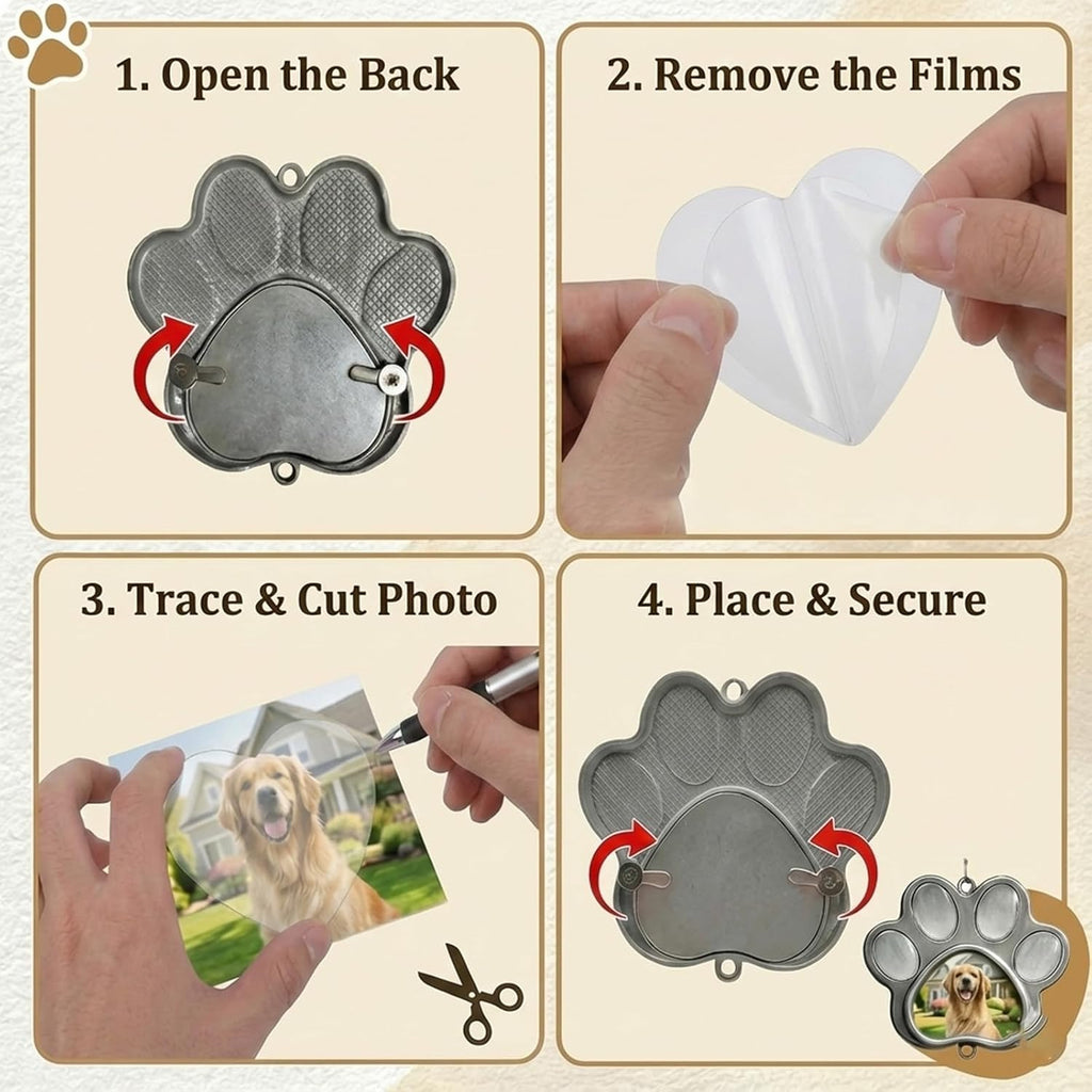 Dog Memorial Gifts, Pet Memorial Suncatcher with Paw Photo Frame