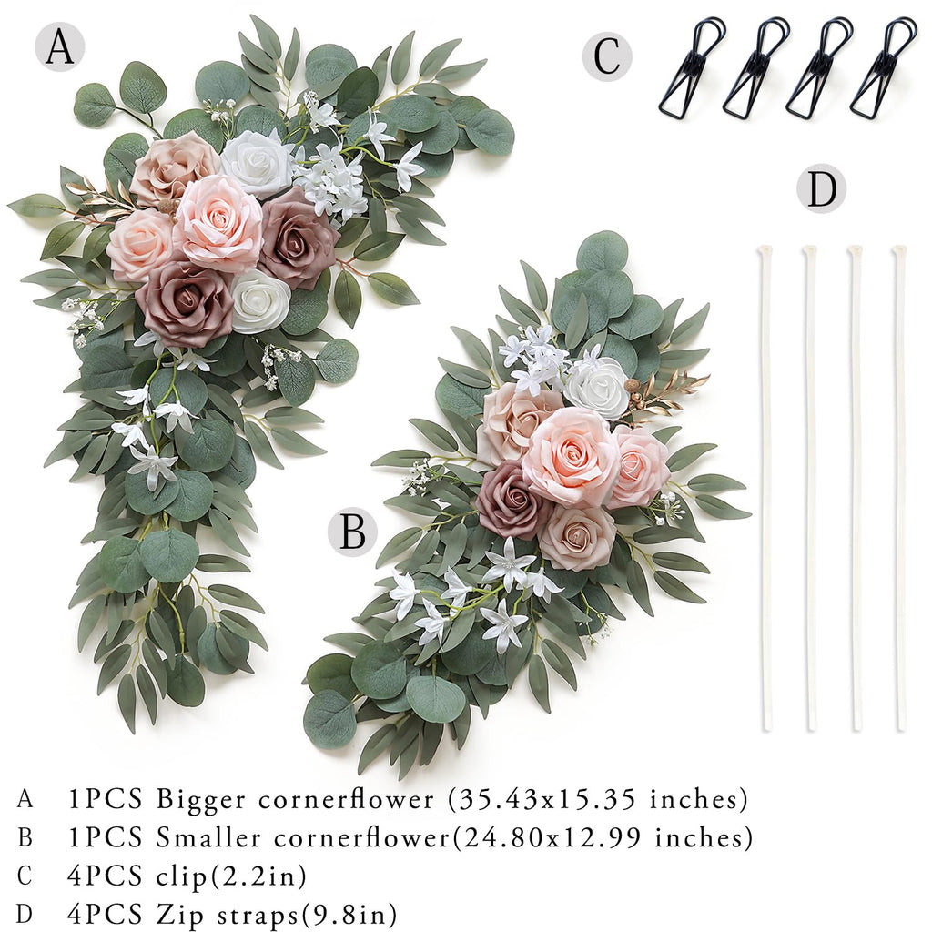 Artificial Dusty Rose Flowers Swag Set of 2