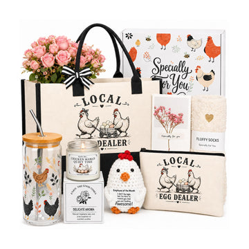 Chicken Gifts for Women, Crazy Chicken Lady Gift Set for Hen Lovers Mom Farmer, Cottagecore Farmhouse Decor with