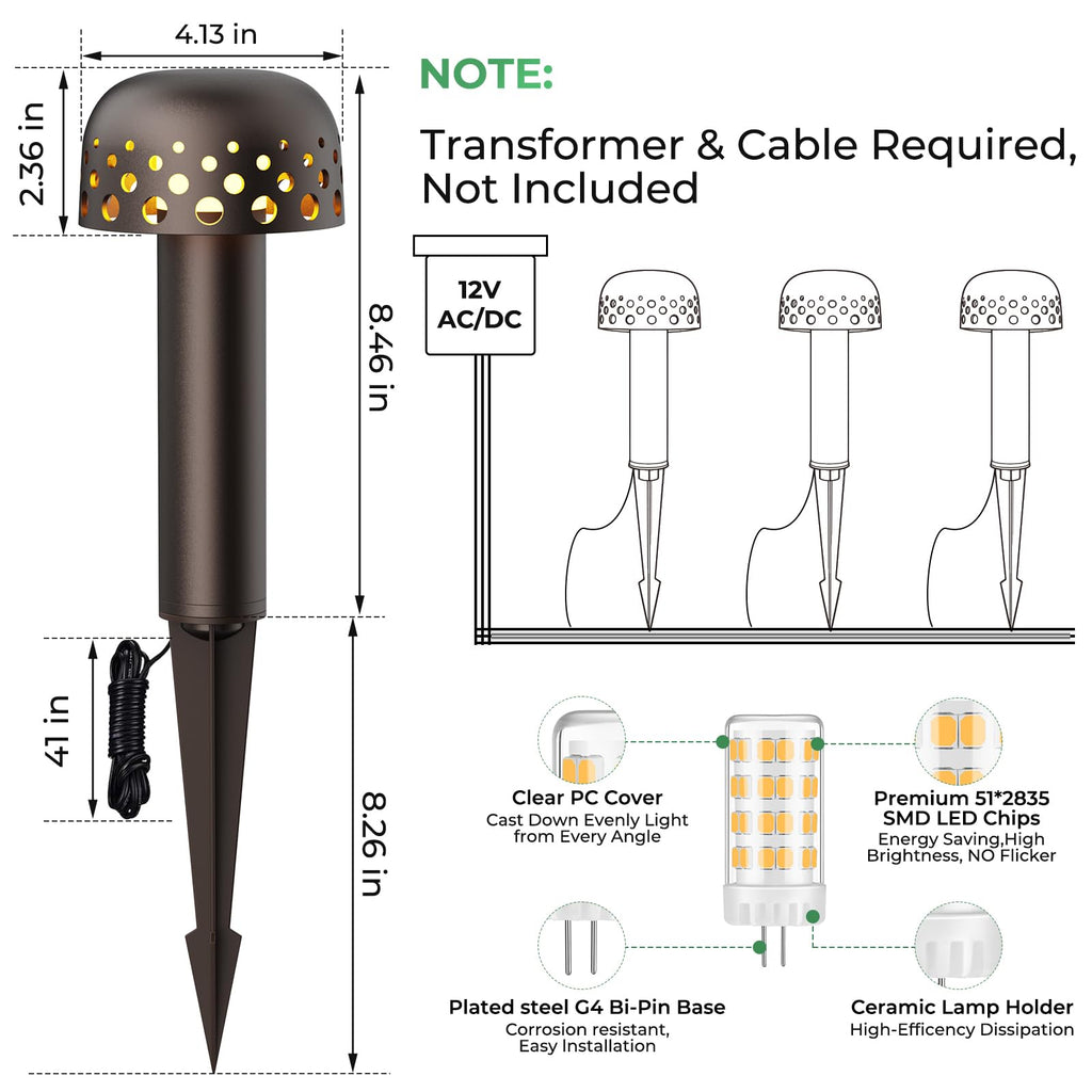 Low Voltage Landscape Lighting, 12V LED Path Lights 2 Pack