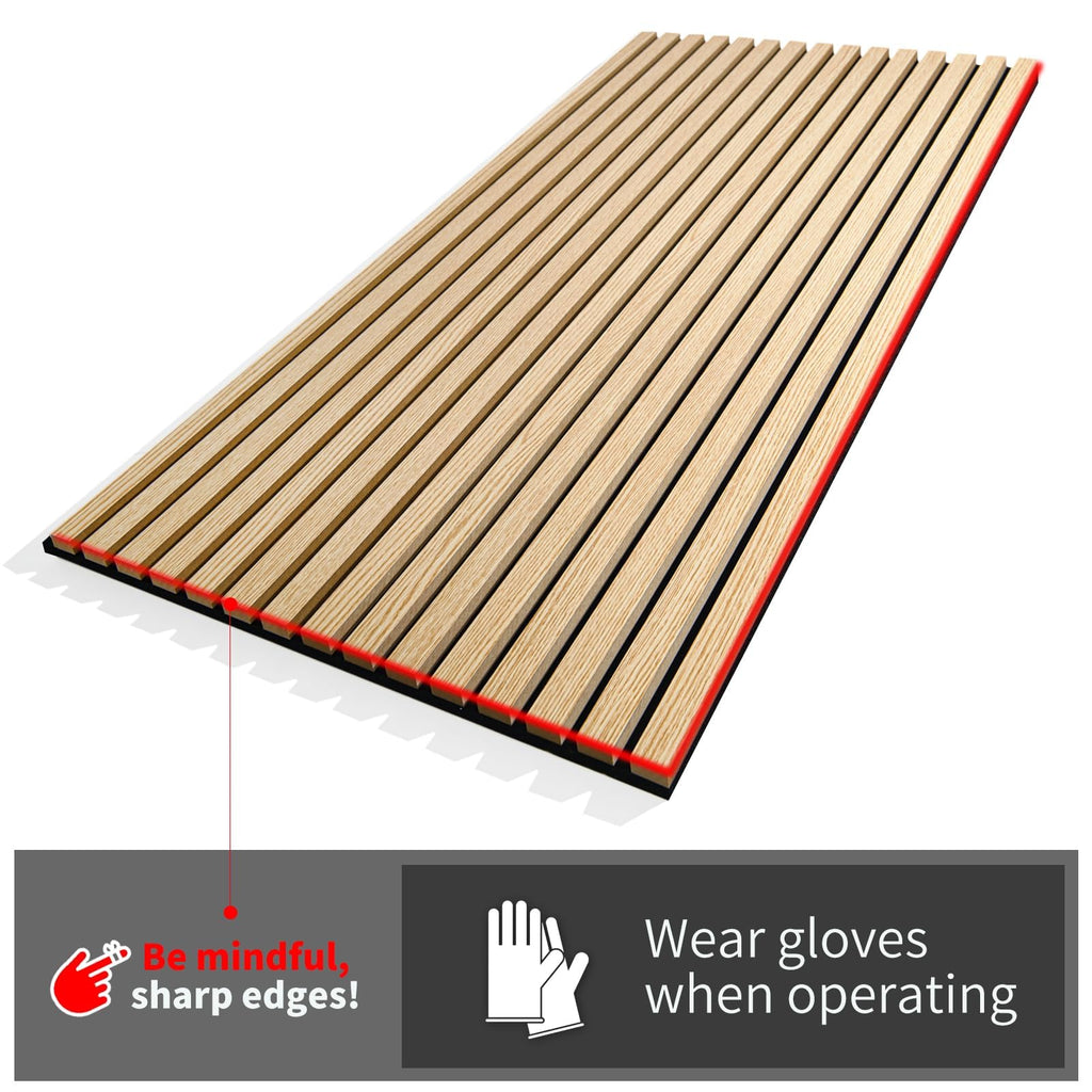 6-Pack Soundproof Wood Slat Wall Panel, 94.5 x 7.9 in, Matte Black
