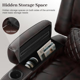 Home Theater Seating Reclining Sectional Sofa, 5 Seats Soft Leather Recliner Corner Sectional Couch