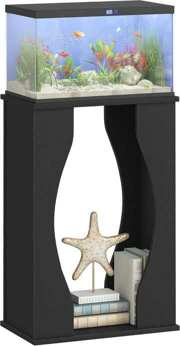 10-Gallon Aquarium Stand, 2-Tier Fish Tank Stand, Modern Black