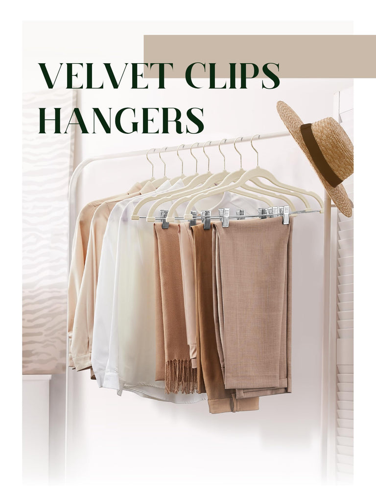 Velvet Skirt Hangers - Pack of 24 - Velvet Hangers with Clips