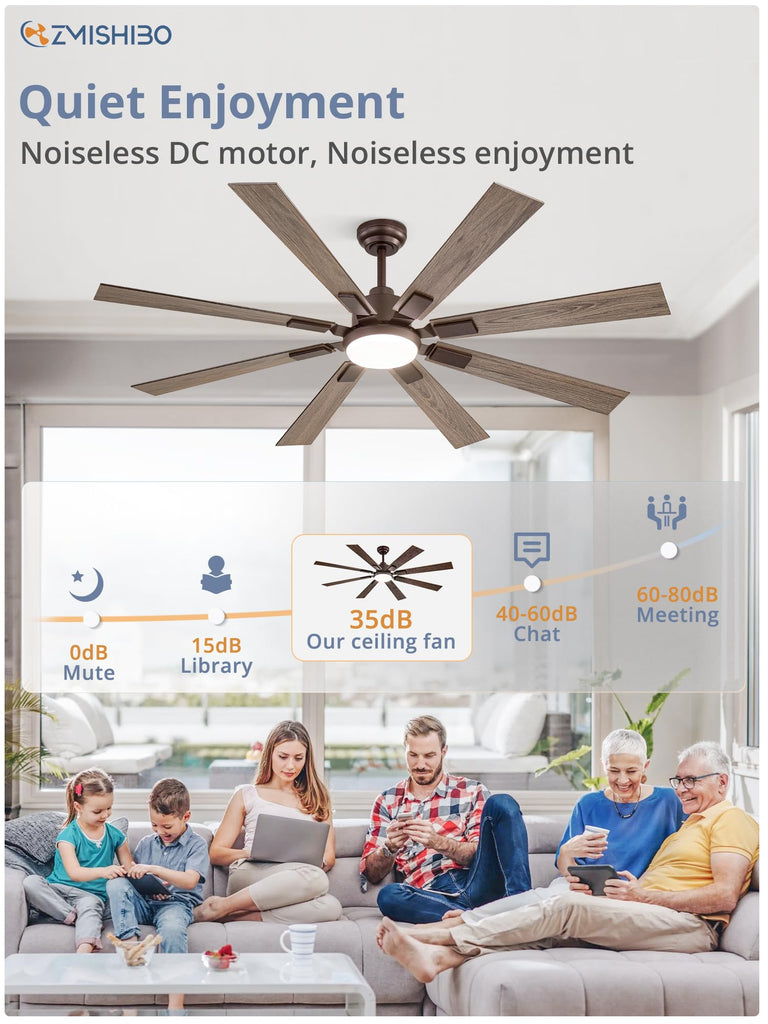 62" Farmhouse Ceiling Fan with Light, Remote Control, Oil Bronze