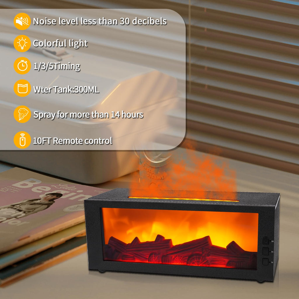 Fireplace Essential Oil Aroma Diffuser, Flame Aromatherapy Humidifier